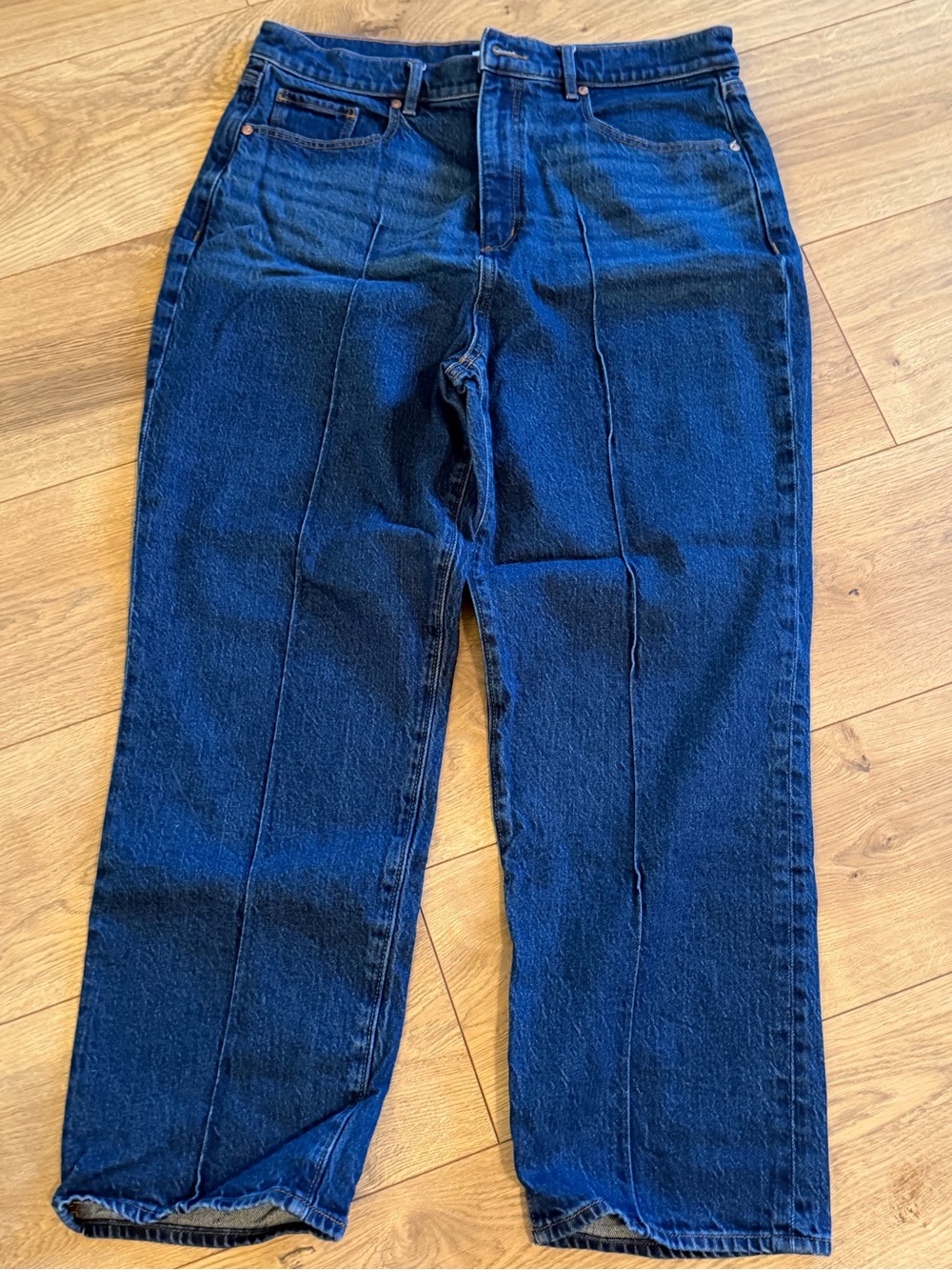 LOFT Straight-Leg Front-Seam Dark Indigo Jeans